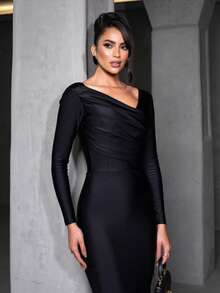 Pradaa Mesh Midi Dress By Leticia Modeler - Black - View 4