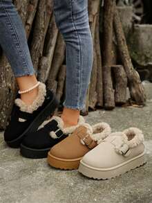 Botas de nieve para mujer, invierno 2025, nuevas botas retro de algodón, además de zapatos de algodón con suela gruesa de terciopelo. - Negro - Ver 7