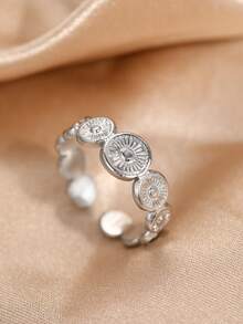 1pc Vintage Stainless Steel Open Ring, Suitable For Women's Daily, Party, And Holiday Wear