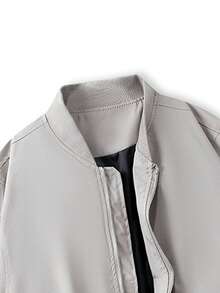 WASSUP OTHER Men's Jacket, Baseball Collar Jacket For Spring And Autumn, Fashion Patchwork Design Casual Outdoor Street Jacket - Grey - View 4