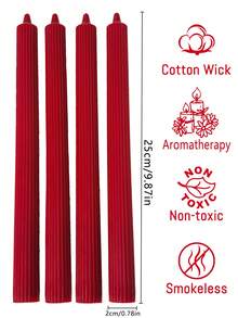 4支圣诞长香氛蜡烛，10英寸粉色无烟香氛锥形烛台，石蜡材质，棉芯，燃烧时间8小时，家居装饰，烛台礼品 - 酒紅色 - 查看 5