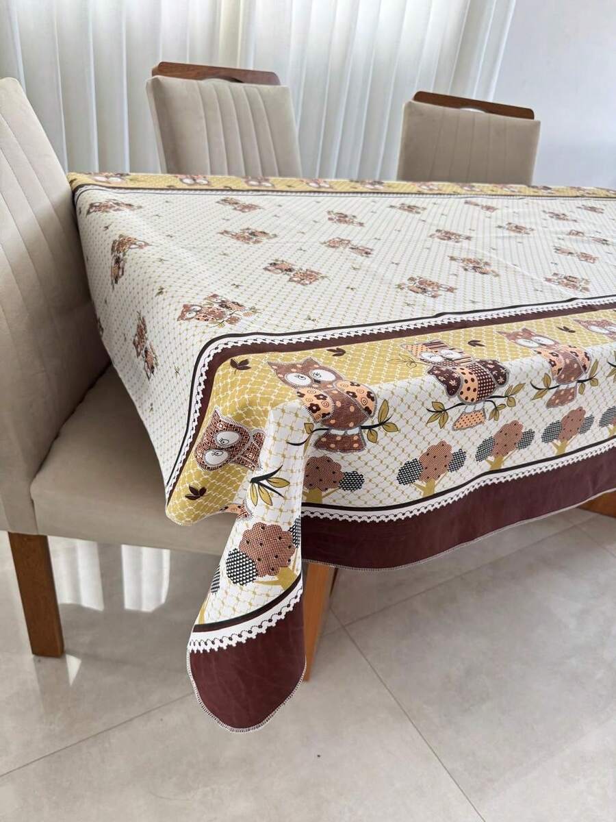 Toalha de Mesa em Tecido Oxford 4 Tamanhos Disponíveis Estampadas Casa e Decoração - coruja - Visão 1