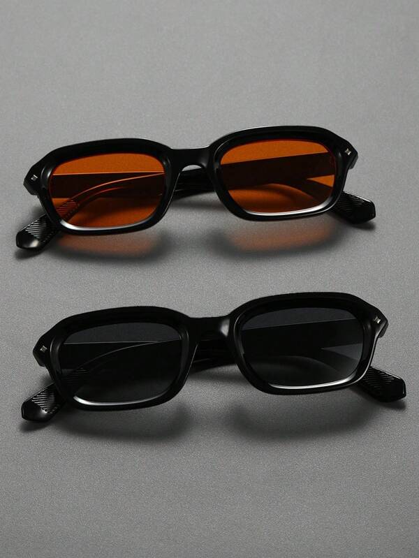 2pcs/Set Classic Men's Fashion Fashion Glasses, Suitable For Driving, Boating, Bar, Club, Vacation, Outdoor Activities And Decoration