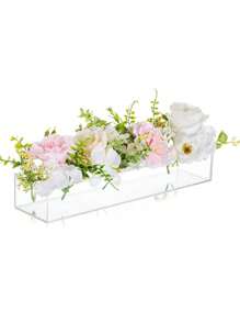 Clear Acrylic Vase Rectangular Floral Centerpiece Table Long Rectangular Decor Modern Vase Wedding Home Decor