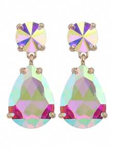 ACEHLN 1 par de pendientes de botón de aleación de zinc con estilo norteamericano con colgante de gota de cristal, pendientes de lujo decorados con diamante de imitación para bodas y ocasiones formales - Estilo 1 - Ver 21