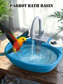 Electric Water Circulation Parrot Bird Bath Tub With Water Dispenser, Plastic With Faucet, Pet Bathing Basin (Batteries Not Included, Some Accessories Random) - Multicolor - View 4