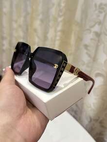 1副女士休闲复古大方渐变灰色时尚眼镜，适合日常、夏季、海滩、街拍等场合佩戴，方形時尚眼鏡 - 綠色 - 查看 14