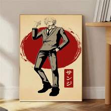 1/6 piezas Póster impreso HD resistente al agua de One Piece, el mejor regalo para niños fans del manga clásico Zoro, adecuado para decoración retro del hogar o dormitorio, sin marco