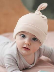 1pc Cute Pure Cotton Baby Beanie Hat, Warm & Breathable Tasseled Cap, Suitable For Newborns All Seasons - Multicolor - View 2