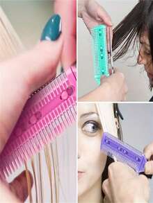 1pc + Blade 2-Sided Shaver Comb, Hair Thinning Comb With Blade, Dual-Sided Hairdressing Comb With Trimmer Blade, Home Hair Thinning Shaver, Fringe Trimmer With Blade, Shaver Comb With Blade, Multi-Functional Hair Clipper - Multicolor - View 4