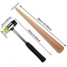 4 件套戒指测量工具 - 25 毫米橡胶锤、戒指棒、戒指测量尺、测量尺，用于戒指维修和尺寸测量