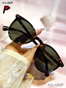 POLASUP 1pc Personalized Fashion Versatile Round Frame Fashion Glasses, Retro 60s Hong Kong Style Fashion Glasses For Women, New Fashion High-End Rivet Round Frame Fashion Glasses, Chic Minimalist Rivet Polarized Fashion Glasses, Classic European & American Style Round Shape Shades - 彩色 - 查看 19