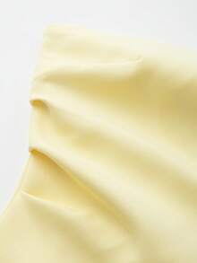 Women's Butter Yellow Ruched Bandeau Sleeveless Top, Elegant For Summer - Yellow - View 3