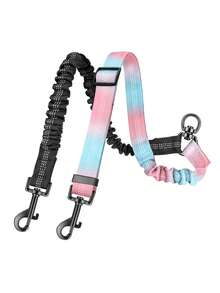 1pc Pet Double-Headed Leash Double Dog Connector Strap, Usable As Car Belt, Stretchable Elastic Rope Suitable For Different Dog Breeds, Contrast Color - Multicolor - View 14