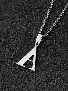 1 pezzo Semplice e alla moda collana con pendente a lettera 26 in acciaio inossidabile, adatta per uso quotidiano, un ottimo regalo per gli amici - Multicolore - Visualizzare 36