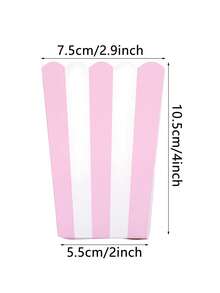 10pcs/20pcs/50pcs Pink Popcorn Box Small Pink And White Striped Paper Popcorn Bag Paper Cup Candy Container For Birthday Wedding Bridal Shower Gender Reveal Party Favors - Pink - View 2
