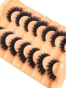 New 2Boxes/14Pairs Natural Thick Fluffy Volume False Eyelashes Dramatic Messy Mink Lashes Wispy Long 8D Volume Lasting Wispy False Eyelash Strips Foxy Eye Lifting Look Extension Full Eyelash Strip To Lengthen And Volumize The Outer Corner Of Your Eye - 黑色 - 查看 4