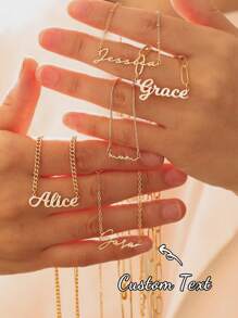 1 buc colier cu nume personalizat scris de mână, colier cu nume personalizat din oțel inoxidabil, pandantiv tăiat cu laser/Design minimalist, pentru femei și bărbați, accesoriu de vară, cadou de petrecere de ziua de naștere/Ziua Îndrăgostiților
