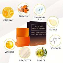 4 件装香皂套装，含维生素 C 和 E、视黄醇、胶原蛋白、姜黄 - 注入透明质酸、乳木果油、卡斯蒂利亚橄榄油、手工制作的面部和身体清洁复合物 - 4pcs曲酸皂 - 查看 2