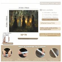 1 pieza, Arte de pared de lienzo de Halloween, Impresión de arte de pared de bruja vintage, Descarga de arte de pared de estilo melancólico, Decoración de estilo rural de arte oscuro, Adecuado para otoño, Halloween, Temporada de fantasía y terror, Decoración de bruja