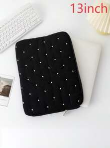 1 Stück neue bestickter Polka-Punkt Laptoptasche, Tablettasche, Innentasche und neue Notebookspeicher Innentasche. Sie zeichnet sich durch einen modischen, schlichten und frischen Stil mit einem bestickten Polka-Punkt-Design aus, was sie zu einer ausgezeichneten Wahl für Tablet-Nutzer macht. Laptoptasche für Frauen MacBook Hülle College-Essentials Schulanfang Laptophülle