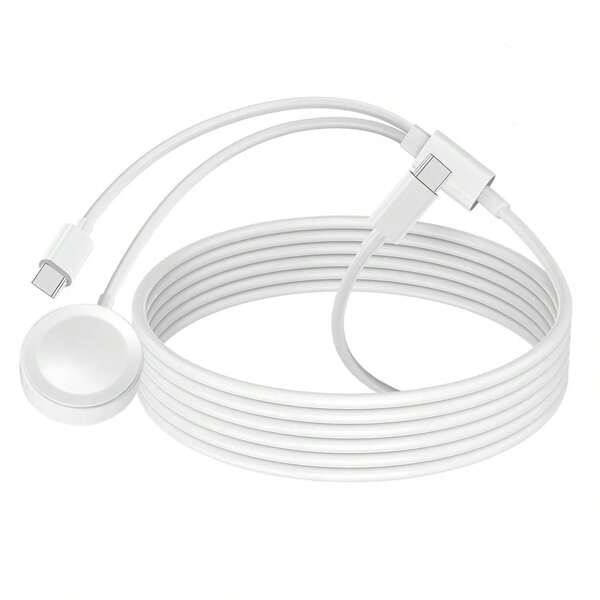 Cargador de Apple Watch 2 en 1, Cargador de Apple Watch actualizado 2024, Cargador rápido USB C 2 en 1 para iPhone y Apple Watch [Certificado Apple MFi] Cable de carga magnético de 3.3 pies compatible con Apple Watch Series SE/8/7/6/5/4/3/2/1 e iPhone 14 [3.3 pies] Blanco