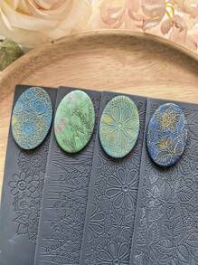 4 Peças Novo Ferramenta de Impressão em Relevo de Textura de Argila Macia com Flor Datura Verde, Ferramenta Criativa DIY para Decoração, Brincos, Broches, Pingentes, Escultura em Argila e Outros Afazeres, Relevo em Argila Macia, Esteira de Textura em Relevo