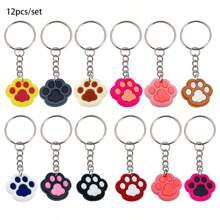 12件套创意卡通彩色PVC猫爪钥匙扣，包包装饰小挂件，生日派对回礼，汽车配件，可爱哥特风Y2K包包配件，带证件夹的挂绳，汽车配件，包包挂饰，圣诞节汽车配件，送给老师、朋友、姐妹的礼物创意