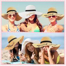 1pc Customized Soft Brim Beach Hat, Bridal Gift, Personalized Beach Hat, Customized Hat, Lady Beach Hat, Bridesmaid Gift, Bridal Party Hat, Name/Surname Or Wedding Role. Whether You Want To Buy It As A Gift Or Keep It For Yourself To Wear As A Daily Beach Sun Hat, Or Even Wear It On A Bachelorette Party Or Honeymoon Trip, This Unique Customized Hat Is Suitable For Any Occasion. - Multicolor - View 5
