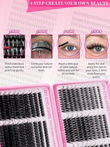 600pcs Eyelash Extension Mixed Set,10-18mm Mixed Length D Curl, Waterproof Mink Lashes, Densely Curled Lashes For DIY Eyelash Extension, Suitable For Daily Makeup Or Outings - 黑色 - 查看 9