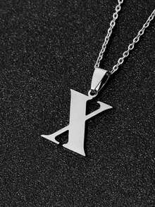 1 pezzo Semplice e alla moda collana con pendente a lettera 26 in acciaio inossidabile, adatta per uso quotidiano, un ottimo regalo per gli amici - Multicolore - Visualizzare 15