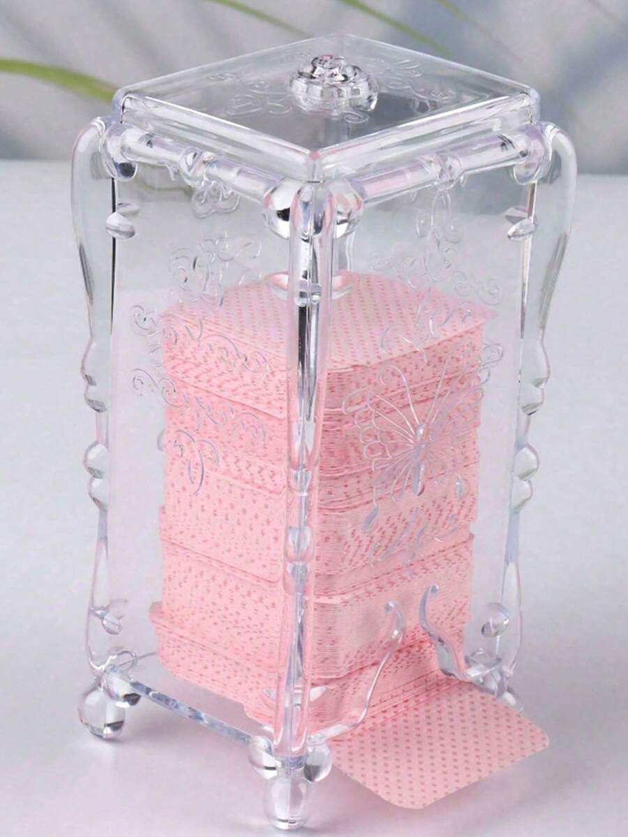 1 件蝴蝶图案指甲油卸妆巾带盖，多功能美甲工具盒 - 彩色 - 查看 1