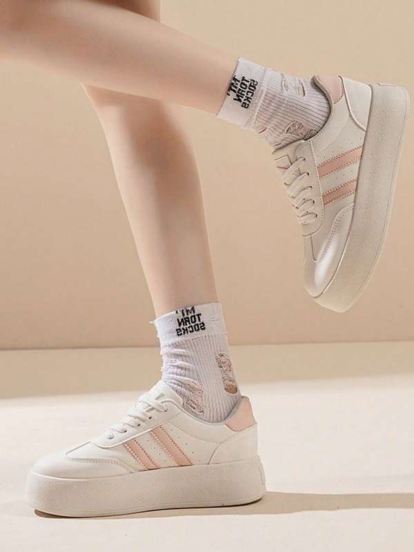 [Ready Stock] Lucky Step - Grey Sneakers, Platform Women's Shoes, Women's Casual Sports Shoes, Daily Commute Women's Shoes, Comfortable Women's Shoes