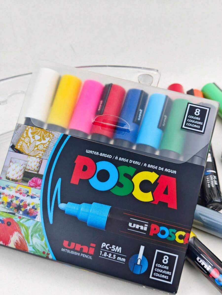 UNI 全新包装油漆马克笔套装和单支 PC-5M 水性颜料永久性丙烯笔涂鸦艺术用品学校用品,用于学校用品,返校 - 5M 1.8-2.5MM - 查看 1