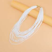 1pc Exaggerated Multi-Layer Pendant Handmade Heavy Beaded Necklace, Bohemian Style European, African, Middle Eastern Fashion Retro Seed Bead Necklace, Suitable For Party/Vacation