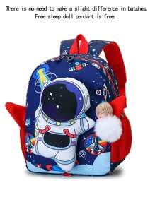 1pc Summer New Astronaut Schoolbag Cute Boy Ultra-Light School Backpack Load Reduction Children's School Fashion Travel Bag Spine Protection Backpack Back-To-School Season Handbag Bag