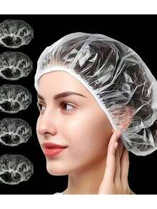 100/50/30/10件一次性浴帽套装，防水弹力沐浴帽，适用于沐浴、护发，加厚大号弹力浴帽，方便携带 - 白色 - 查看 1