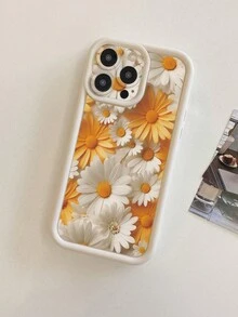 1pc Yellow Daisy Floral Pattern Designed With Precision Holes To Protect Camera, Thick And Shock-Absorbent Milky White Phone Case Compatible With IPhone 11 Pro Max, 12 Pro Max, 13 Pro Max, 14 Pro Max, 15 Pro Max, 16 Plus, 16 Pro Max, 16E, Compatible With Galaxy A55, A15, S24 Ultra, Compatible With Redmi, Compatible With OPPO, Compatible With Realme, Compatible With VIVO, Compatible With Infinix, Compatible With Honor, Compatible With MOTO, One Plus Waterproof Shockproof Anti-Fall Scratch Resistant,International Version, Not The Domestic Version - White - View 4