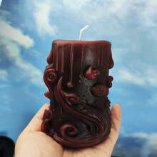 1pc Hand-Made Engraved Cylindrical Aroma Candle, With Slight Color Variation,Room Decor,Gifts Birthday Graduation - Black - View 18