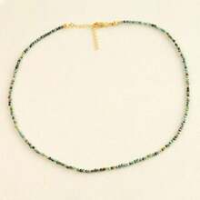 1 件小串珠项链非洲绿松石水晶项链宝石精致项链串珠多层项链女士礼物