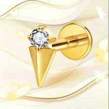 Titanium Stud Earrings, Titanium Alloy Unisex High-End Lips Stud With 5A Zirconia