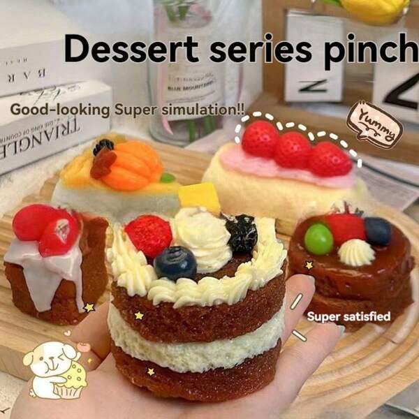 Juguete apretable para aliviar el estrés, rollo suizo realista, postre del País Vasco, modelo de comida, juguete de fidget, recuerdo de fiesta