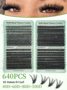 640pcs Lash Clusters 10D20D30D40D50D60D80D100D DIY Lash Extension Faux Mink Eyelashes - Premium D Curling Natural Volume Individual Lash Clusters For DIY Eyelash Extensions - Reusable, Lightweight, And Easy To Apply