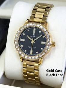 1 pièce Montre femme Pablo Raez, bijoux en or 18 carats, accessoire de plage en acier inoxydable, montre de luxe pour femme, montre de robe vintage, couleur or IPG, non décolorante, design original charmant, quartz, or à la mode, haute qualité, montre-bracelet populaire pour fille - Taille Unique - Voir 13