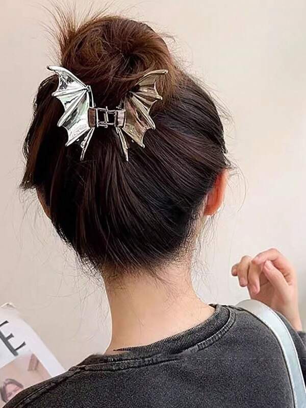 1 pieza/2 piezas Pinzas para el cabello con alas de murciélago estilo gótico punk - Pinzas elegantes de metal para la cola de caballo, adecuadas para fiestas de Halloween y Navidad, accesorios para el cabello de Halloween | Estilo gótico punk | Plástico duradero, pinza de garra de murciélago mate negra, pinza para el cabello punk, estilo gótico Pinzas para el cabello, tocado para fiestas de Halloween