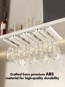 1 pieza/2 piezas Estante colgante para copas de vino, sin necesidad de perforar, bordes redondeados que no dañan los vasos, material ABS grueso, estilo minimalista ahorrador de espacio para el hogar y bar, se adapta a diámetros de cristalería de 3-8.5cm/1.18-3.35in