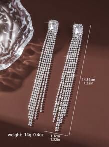 1 par de brincos de cristal com corrente e borla longa minimalistas para mulheres, disponíveis em ouro, prata e várias cores