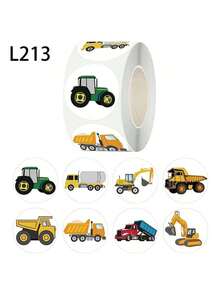 500pcs Excavator Sticker Roll, Vinyl Stickers For Scrapbook, Diary, Notebook, Bumper, Skateboard, Water Bottle, Computer, Phone, Cartoon [Random Patterns] Scrapbook Supplies Funny Stickers Laptop Stickers Kindle Phone Stickers - White - View 11