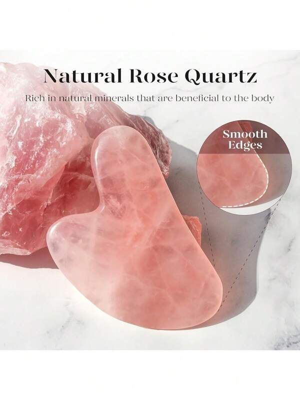 1pc Rose Quartz Gua Sha Tool, For Face & Body Massage, Hypoallergenic Natural Rose Quartz Gua Sha Stone - Ideal For Spa & Self-Care Gifts, Elegant Packaging, Low Sensitivity Stone, Facial Massage Tool