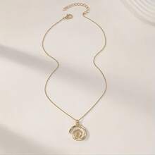 Bohemian Spiral Swirl Pendant Necklace, Vintage Oval Swirl Pendant Necklace, Gold Tone Shiny Embellishment, Suitable For Daily Wear And Party, Women's Summer Jewelry Gift, Exquisite Craftsmanship - 金色 - 查看 8